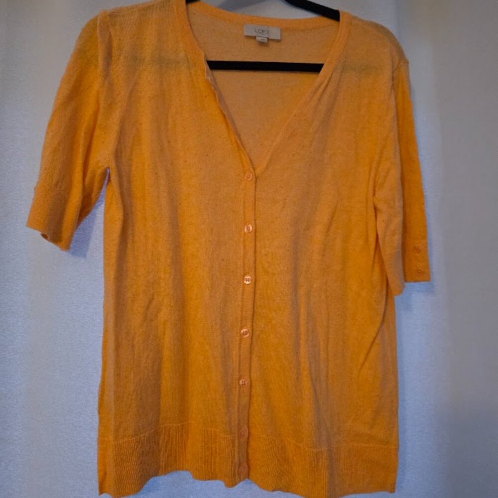 Loft Orange Button up Sweater/Cardigan